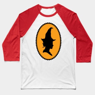 Vintage Victorian Halloween Witch Cameo Silhouette Baseball T-Shirt